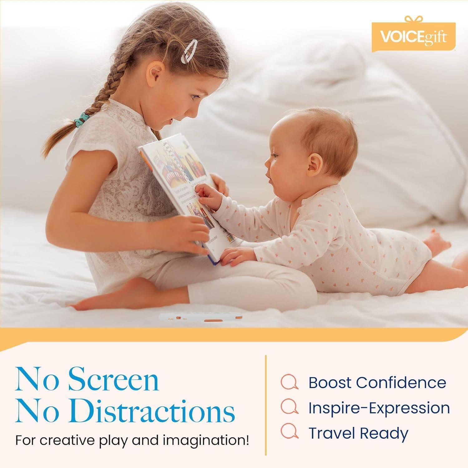 VOICEgift

No Screen  
No Distractions  
For creative play and imagination!

- Boost Confidence
- Inspire-Expression
- Travel Ready