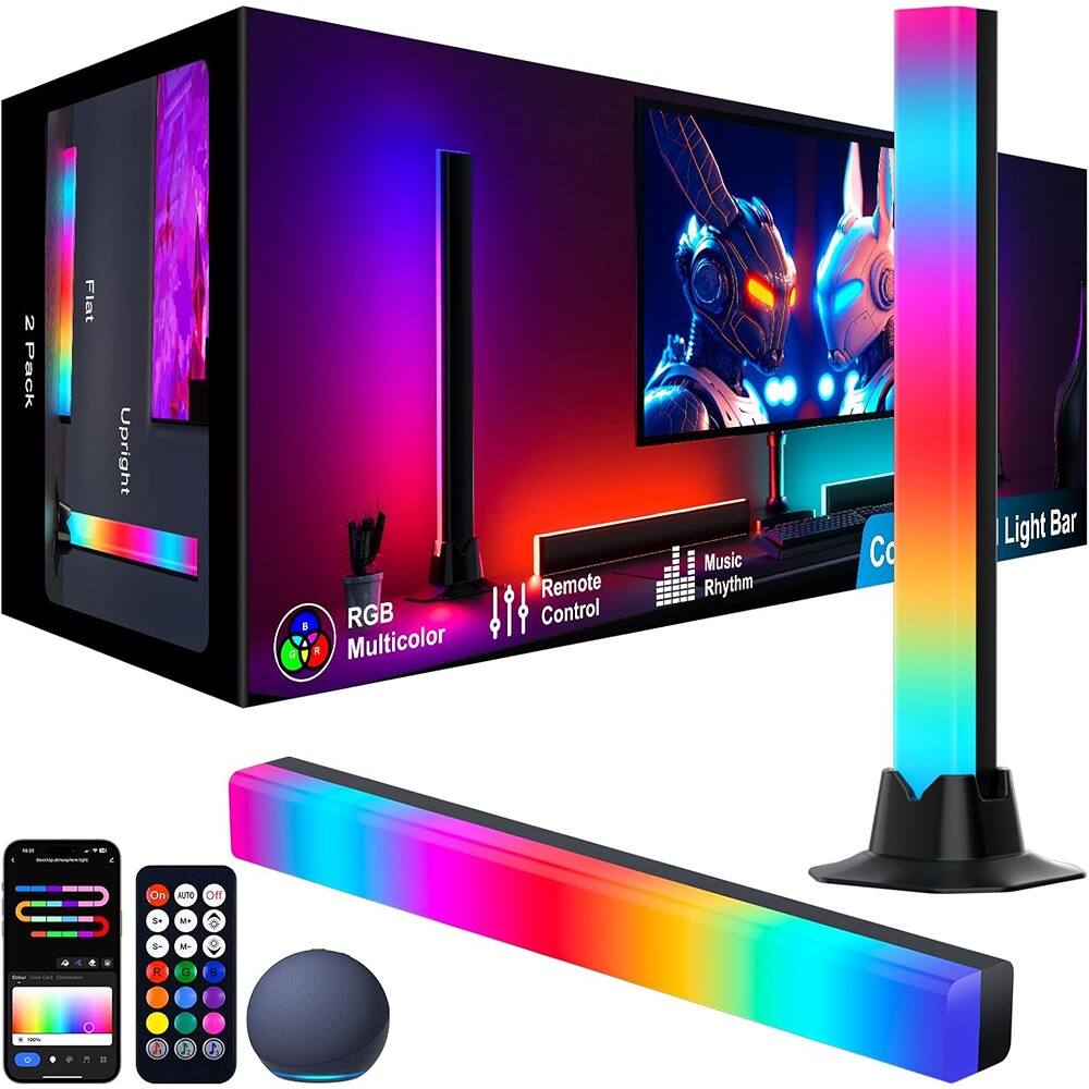 2 Pack  
Flat Upright  
RGB Multicolor  
Remote Control  
Music Rhythm  
Light Bar  
On Off  
M+  
8-  
MI  
R  
O  
J  
1