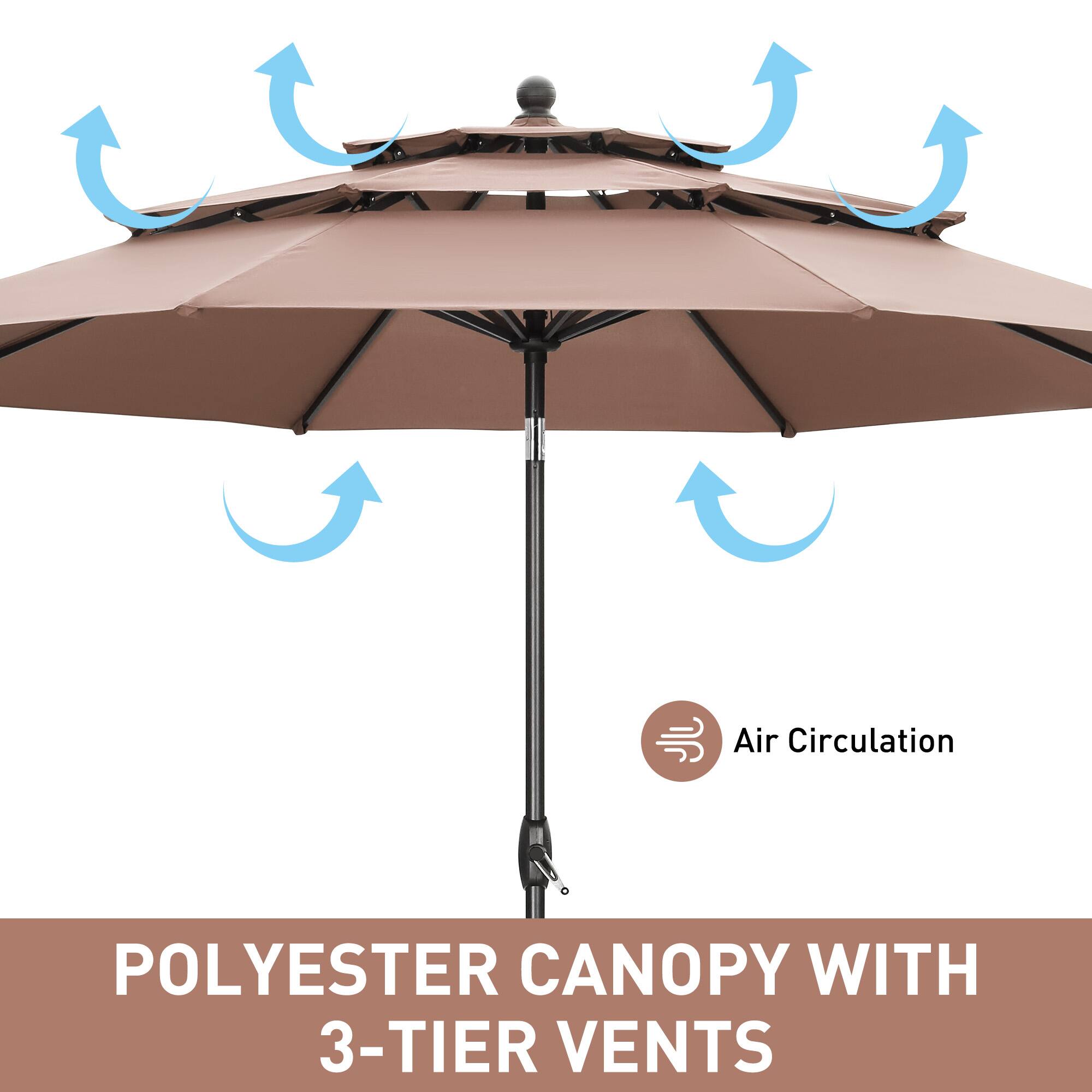 Air Circulation  
POLYESTER CANOPY WITH 3-TIER VENTS