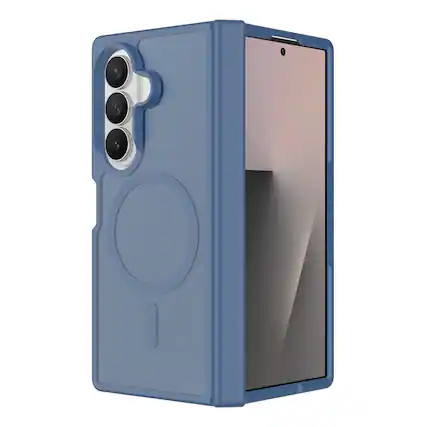 Front. Dteck - Shockproof Translucent Case for Samsung Galaxy Z Fold8 Ultra, Slim Matte Magnetic Protective Cover with Hinge Protection - Darkblue.