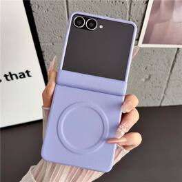 Dteck - for Samsung Galaxy Z Flip8 Magnetic Case with Built-In Screen Protector,Full Hinge Protection Shockproof PC TPU Cover - Purple