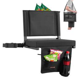 VEVOR - Stadium Seat, Folding Bleacher Chair with Back Support and Thick Cushion, Padded Stadium Seat for Bleacher - Black