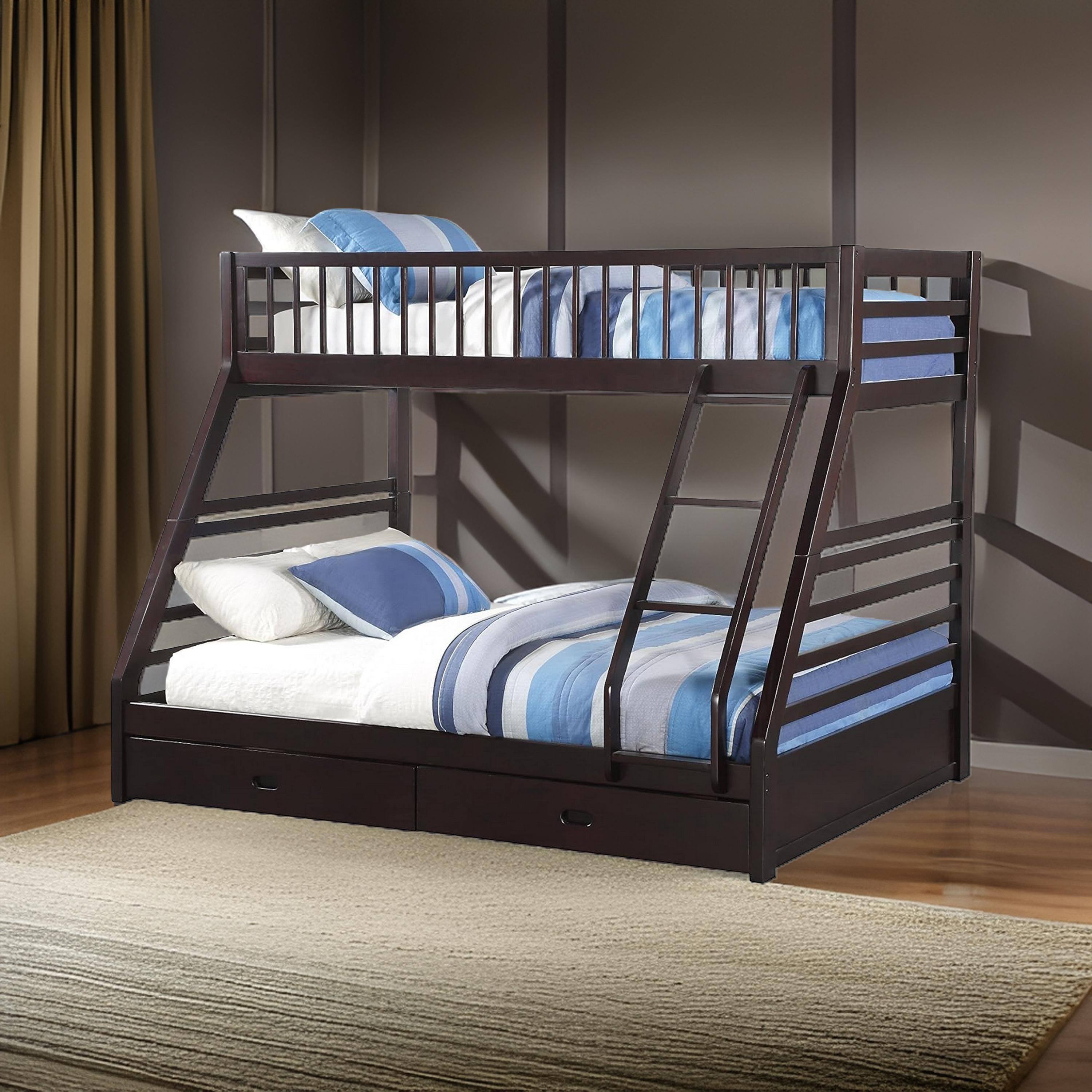 Alt View 5. Manhattan Lane - Wooden TwinXL/Queen Bunk Bed with Drawers - Brown.