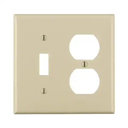 Front. Leviton - Leviton Light Almond 2 gang Thermoplastic Nylon Duplex/Toggle Wall Plate 1 pk - Light Almond.