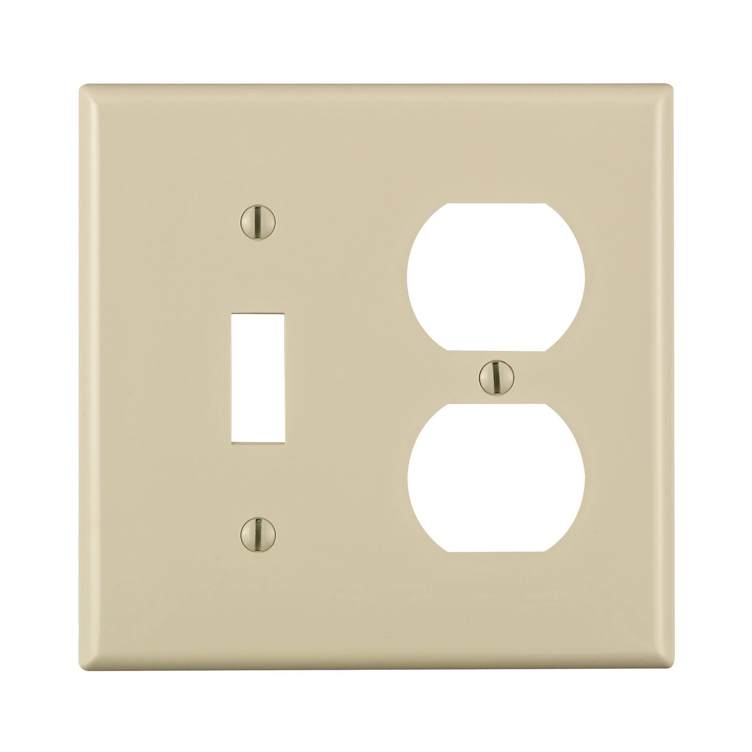 Front. Leviton - Leviton Light Almond 2 gang Thermoplastic Nylon Duplex/Toggle Wall Plate 1 pk - Light Almond.