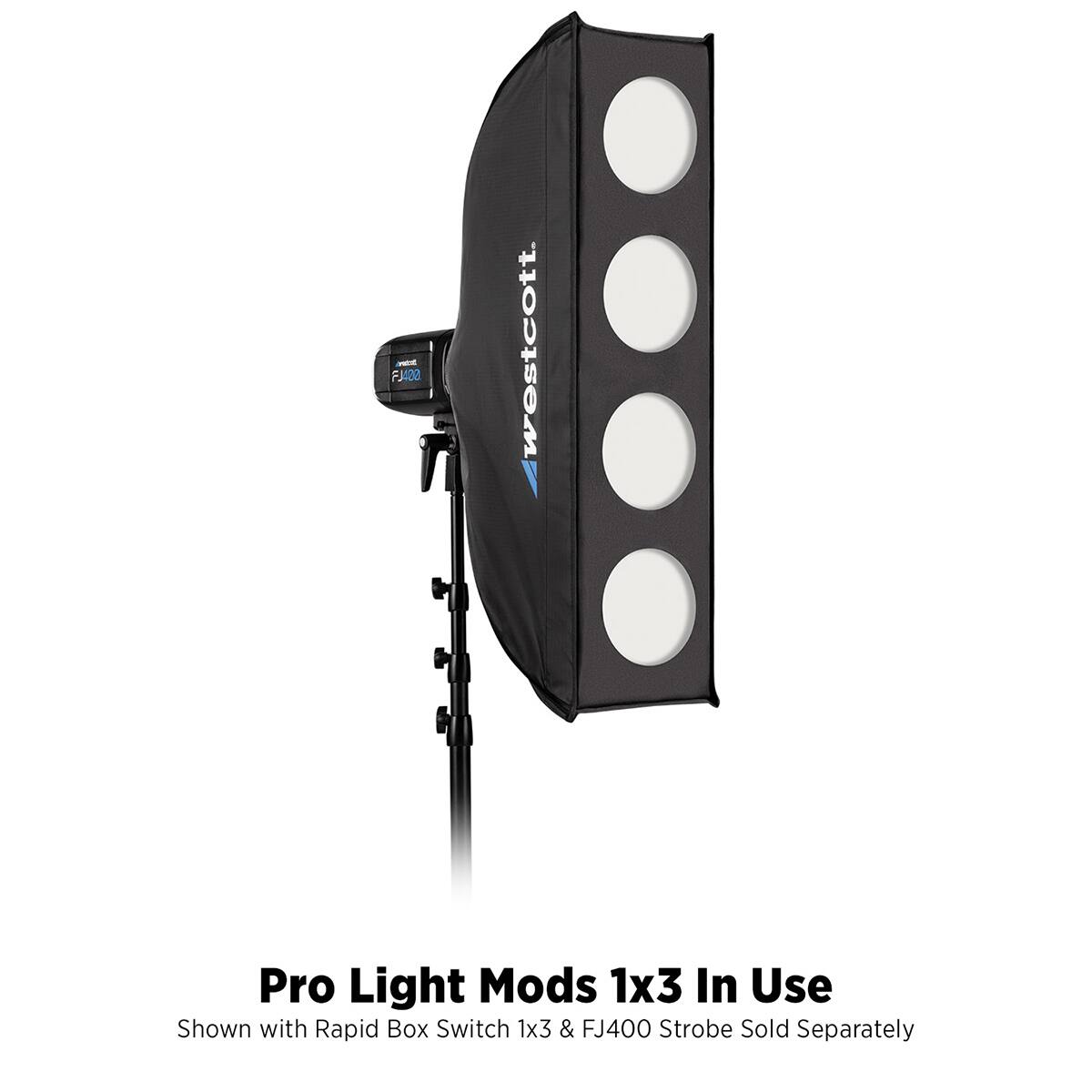 Pro Light Mods 1x3 In Use  
Shown with Rapid Box Switch 1x3 & FJ400 Strobe Sold Separately