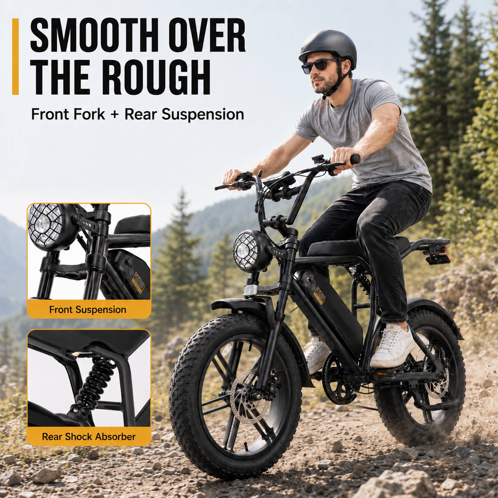 SMOOTH OVER THE ROUGH  
Front Fork + Rear Suspension  
Front Suspension  
Rear Shock Absorber
