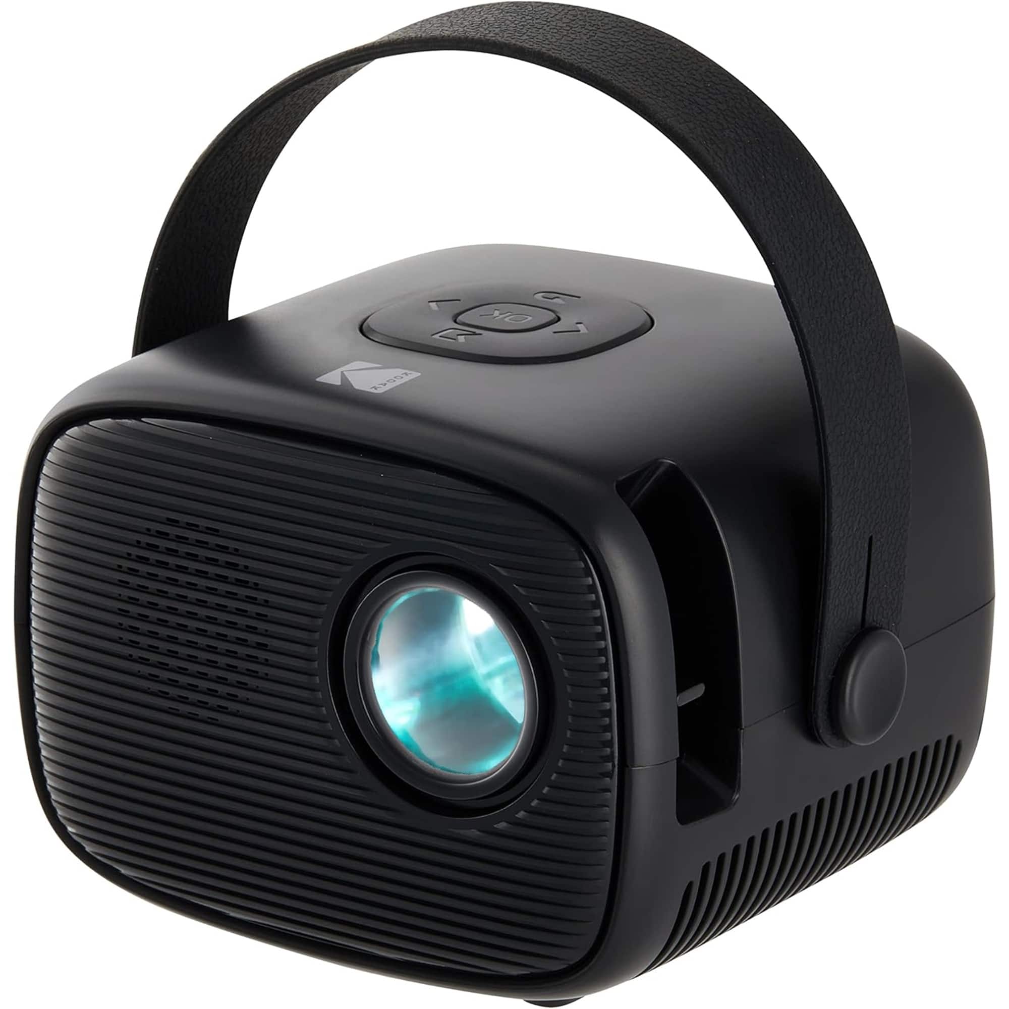 Kodak - FLIK X2 100” Mini Projector, Portable Pico Projector with Remote, Speakers & Handle - Black