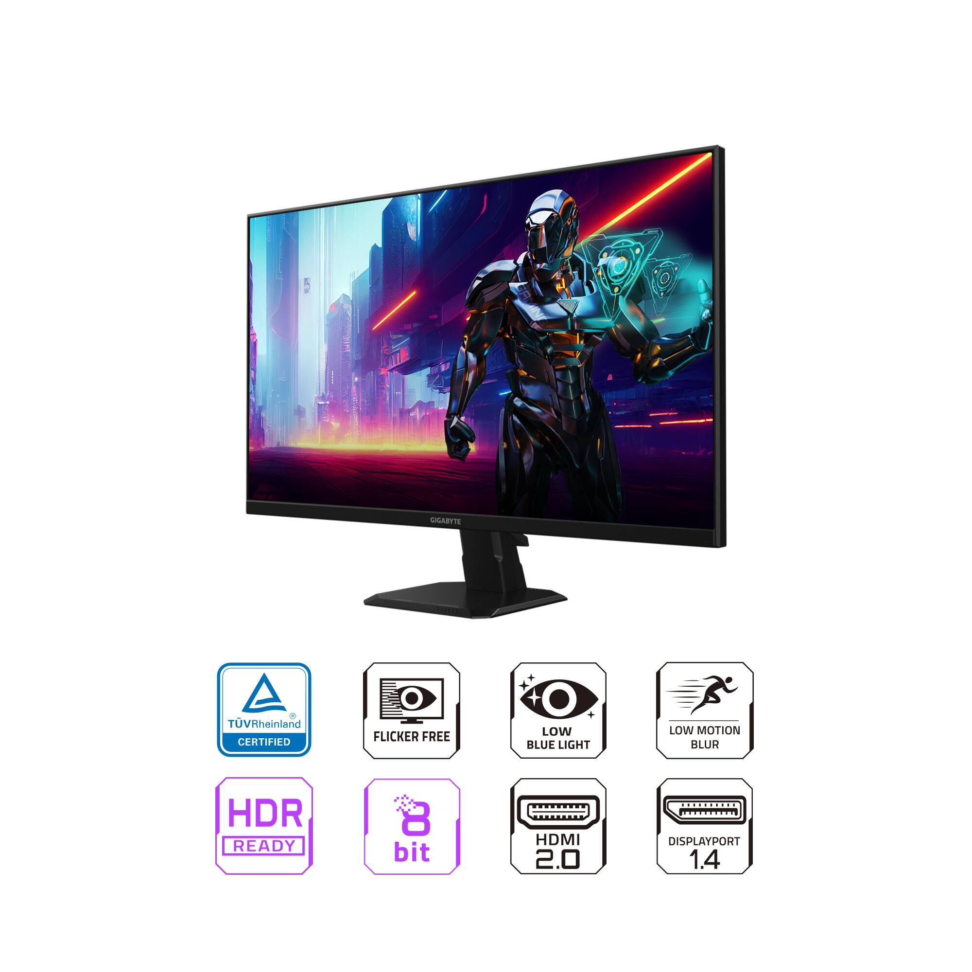 - TÜV Rheinland Certified
- Flicker Free
- Low Blue Light
- Low Motion Blur
- HDR Ready
- 8 Bit
- HDMI 2.0
- DisplayPort 1.4