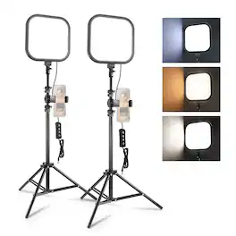 Neewer - BASICS 2-Pack 10.8" 15W LED Panel Light Kit with Tripods, Bi-Color CRI95+, L220