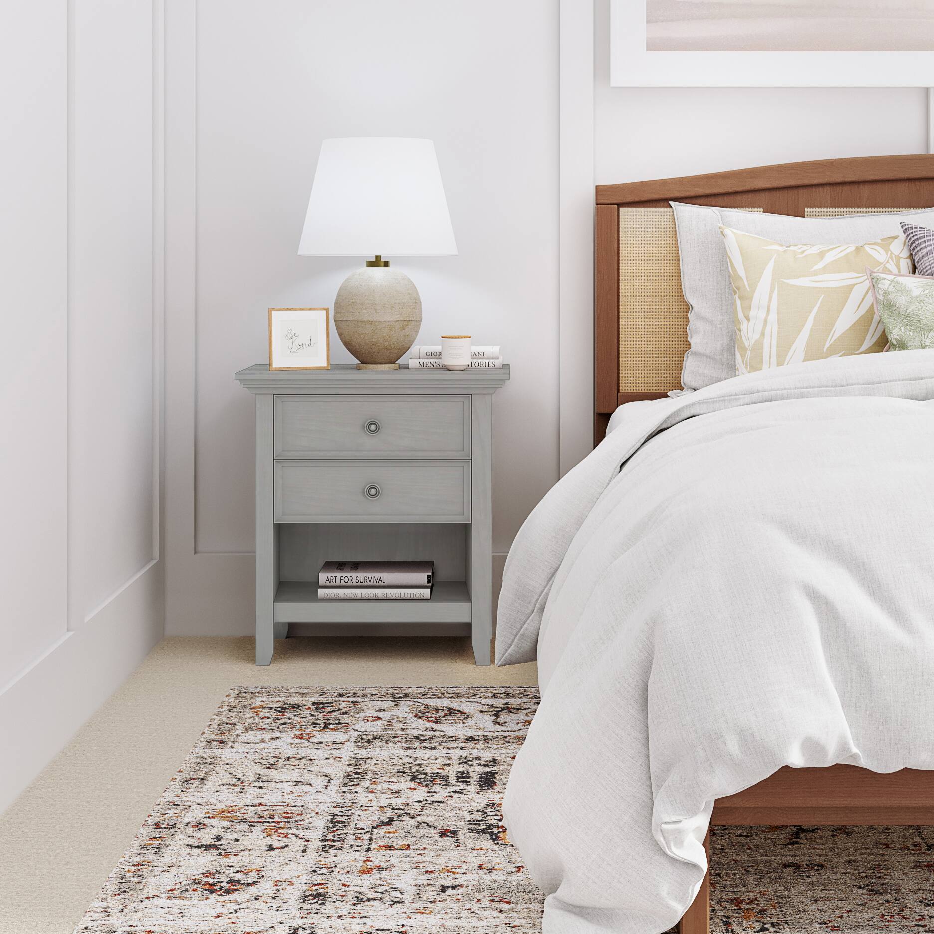 Left. Simpli Home - Amherst Bedside Table - Fog Grey.