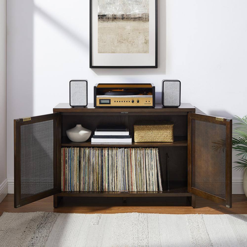 Alt View 9. Crosley Furniture - Kenji Record Player Cabinet With Vinyl Storage - Dark Brown.