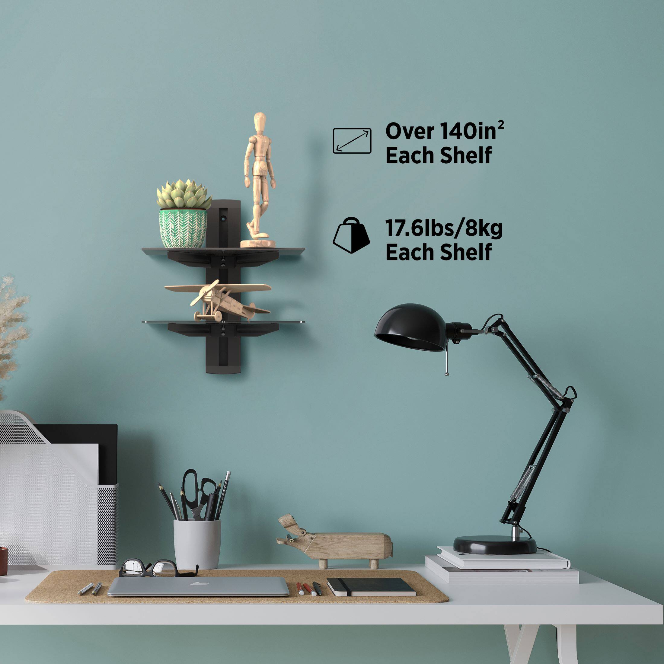 Over 140in² Each Shelf

17.6lbs/8kg Each Shelf