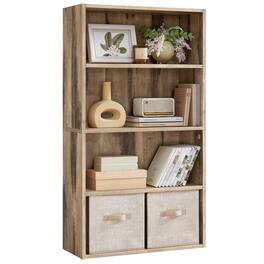 Songmics Home - CUSTOS Collection - Bookshelf, 4-Tier Bookcase, Book Shelf, Open Storage Shelf,for Living Room, Home Office - Camel Brown