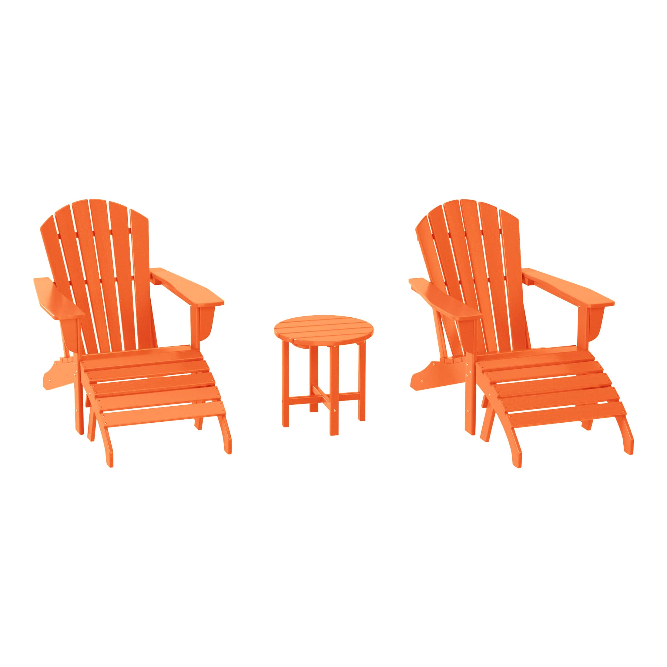 WestinTrends - Dylan Outdoor Adirondack Chair With Ottoman And Side Table 5-Piece Set - Orange
