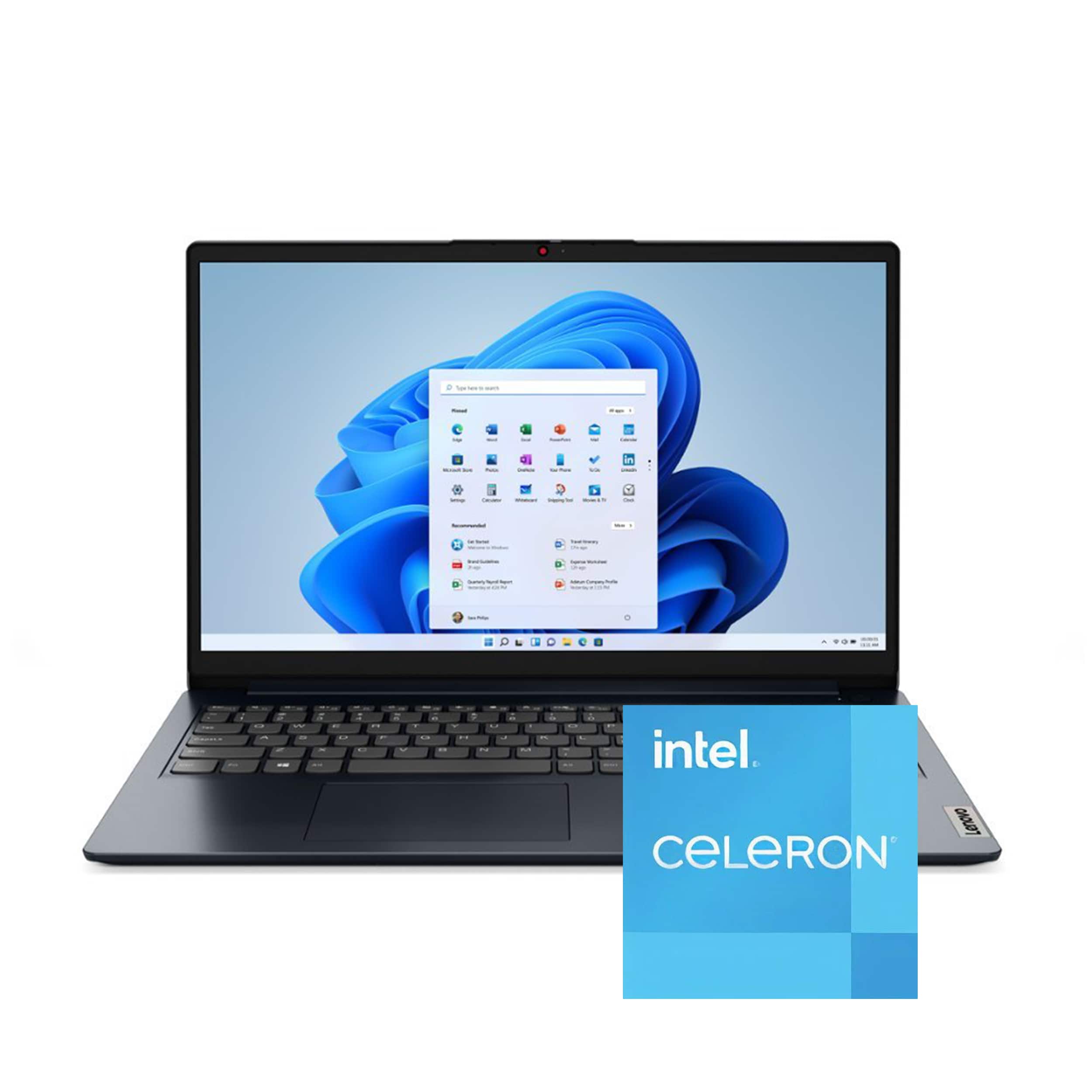 Lenovo - Ideapad 1 15.6" HD Laptop - Intel Celeron N4500 - 8GB Memory - 128GB eMMC - Abyss Blue