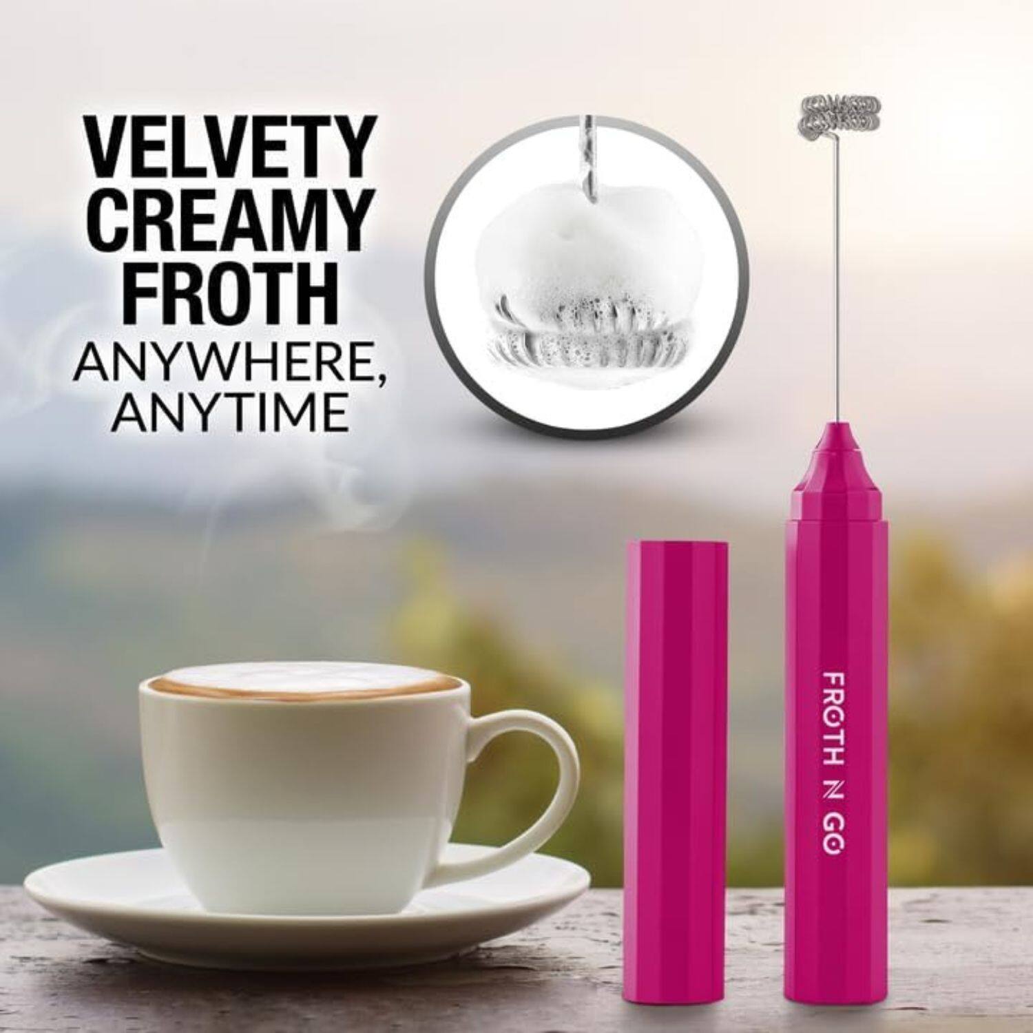 VELVETY CREAMY FROTH  
ANYWHERE, ANYTIME  

FROTH N GO