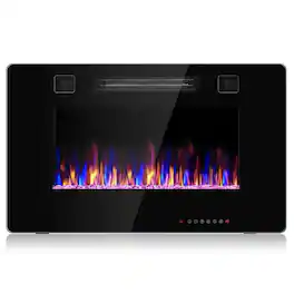 Resenkos - Fireplace Heater,Electric Fireplace, 30-Inch Recessed Ultra Thin Electric Fireplace Heater with Glass Appearance