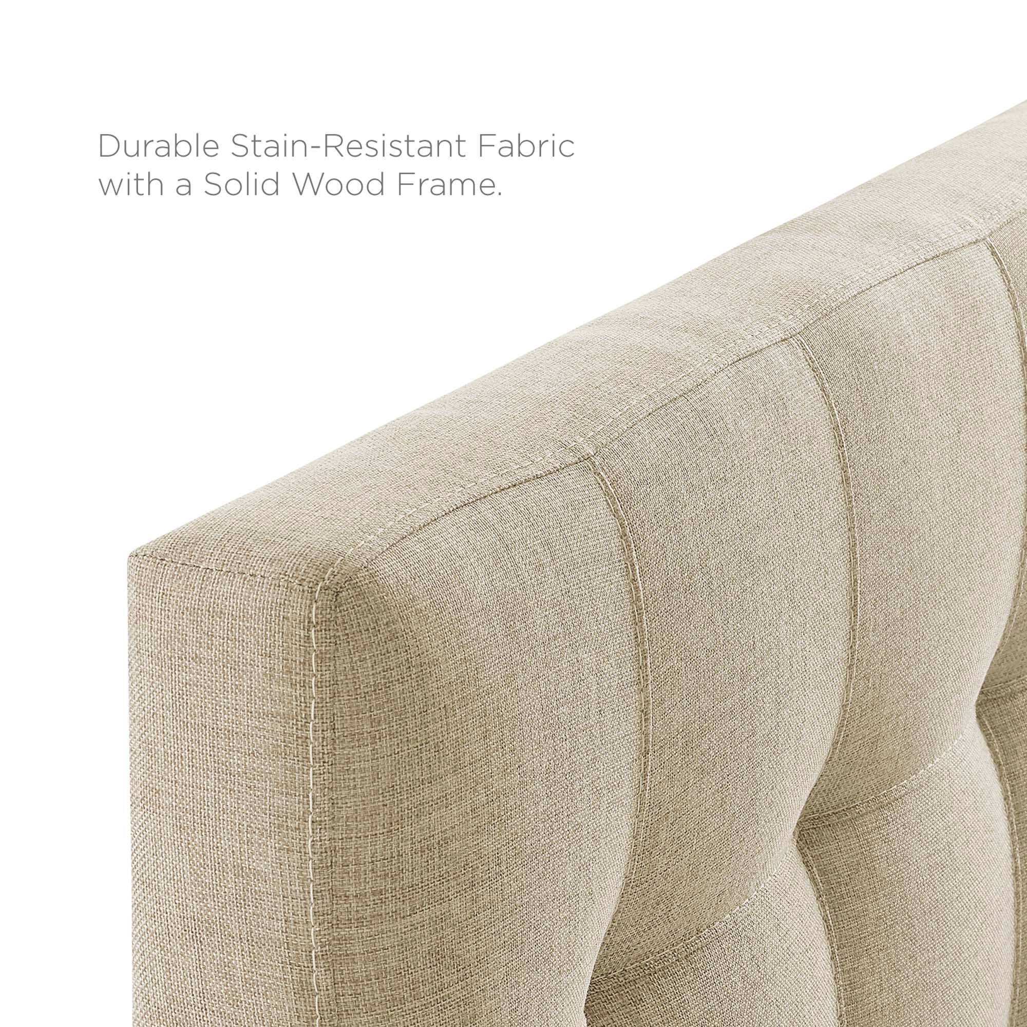 Durable Stain-Resistant Fabric with a Solid Wood Frame.