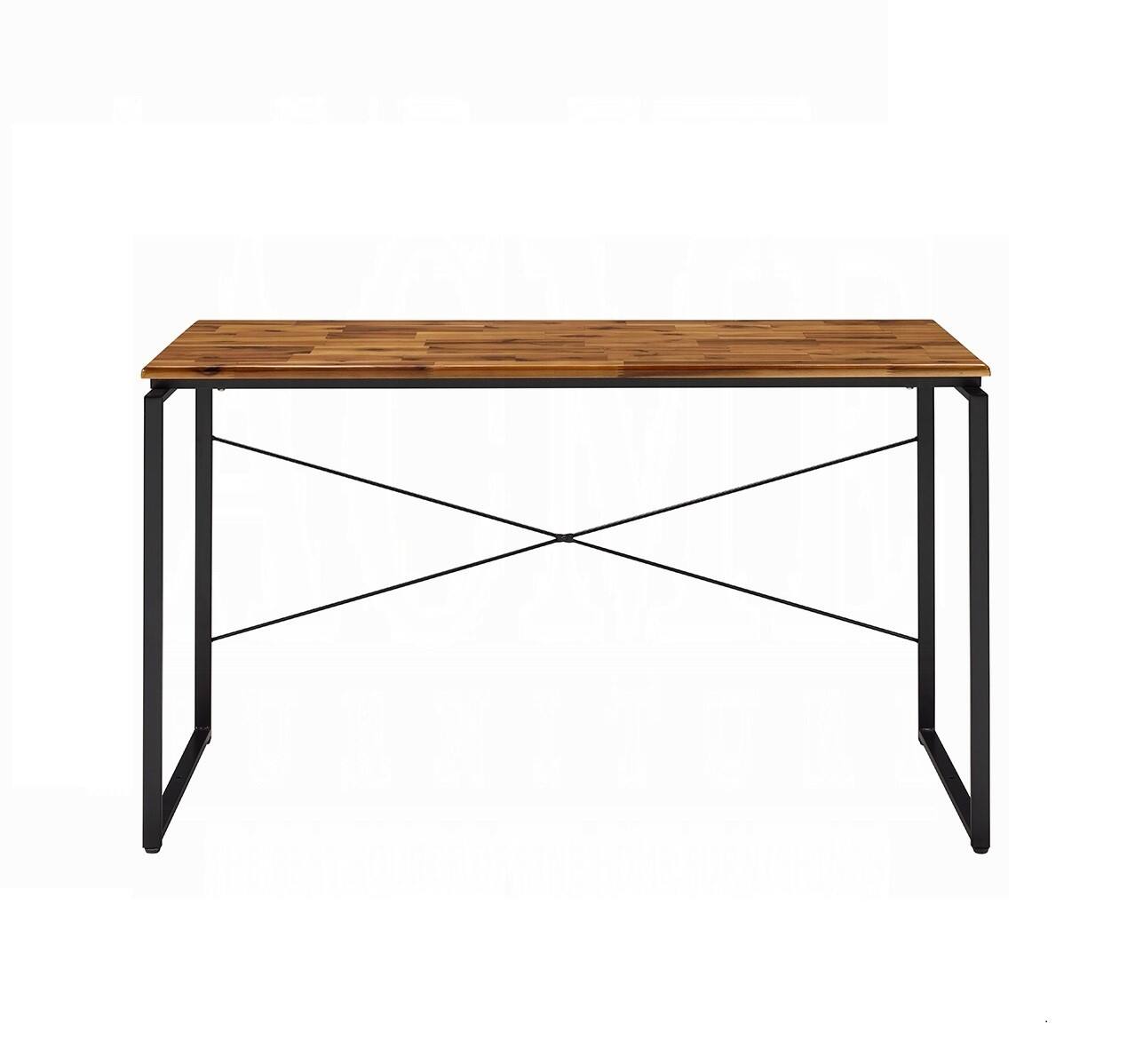 Back. TinyHomie - Metal Frame Writing Desk 1pc Wooden Home Office Furniture Oak and Black Finish Laptop Table - Black and Oak.
