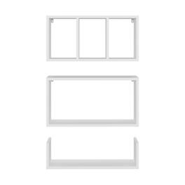 TuHome - Trego Wall Shelves Set of 3, Modern Floating Shelves for Home Storage and Decoration of Living Rooms, Studios - White