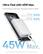 Ultra-Fast with 45W Max. Fast Charging with Ease, Charging Cable Included. Charge 54% iPhone 16 Pro in 30 Mins. Charges 63% S24 Ultra in 30 Mins. Note: This USB-C cable is compatible with iPhone 16 Pro and later models. Data sourced from Baseus Laboratory; results may vary due to environmental factors.