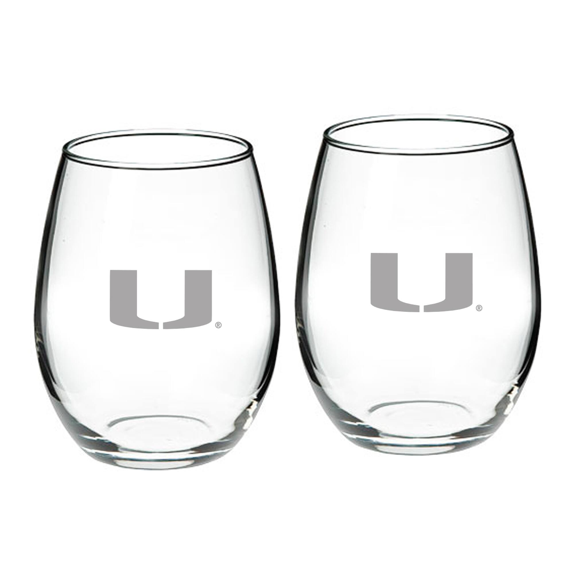 Jardine - Miami Hurricanes 21oz. 2-Piece Stemless Wine Glass Set - Multicolor