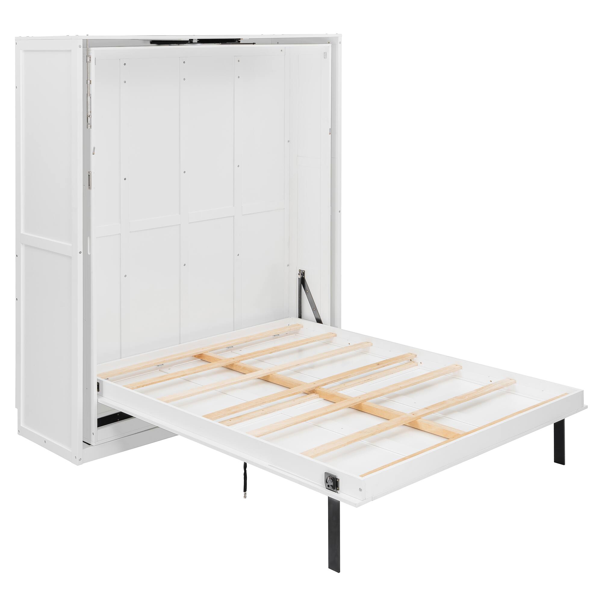 Alt View 2. Anysun - Rotating Queen Murphy Bed - Hidden Storage Racks, Space-Saving Multifunctional Wall Bed for Home Office & Small Rooms - White.