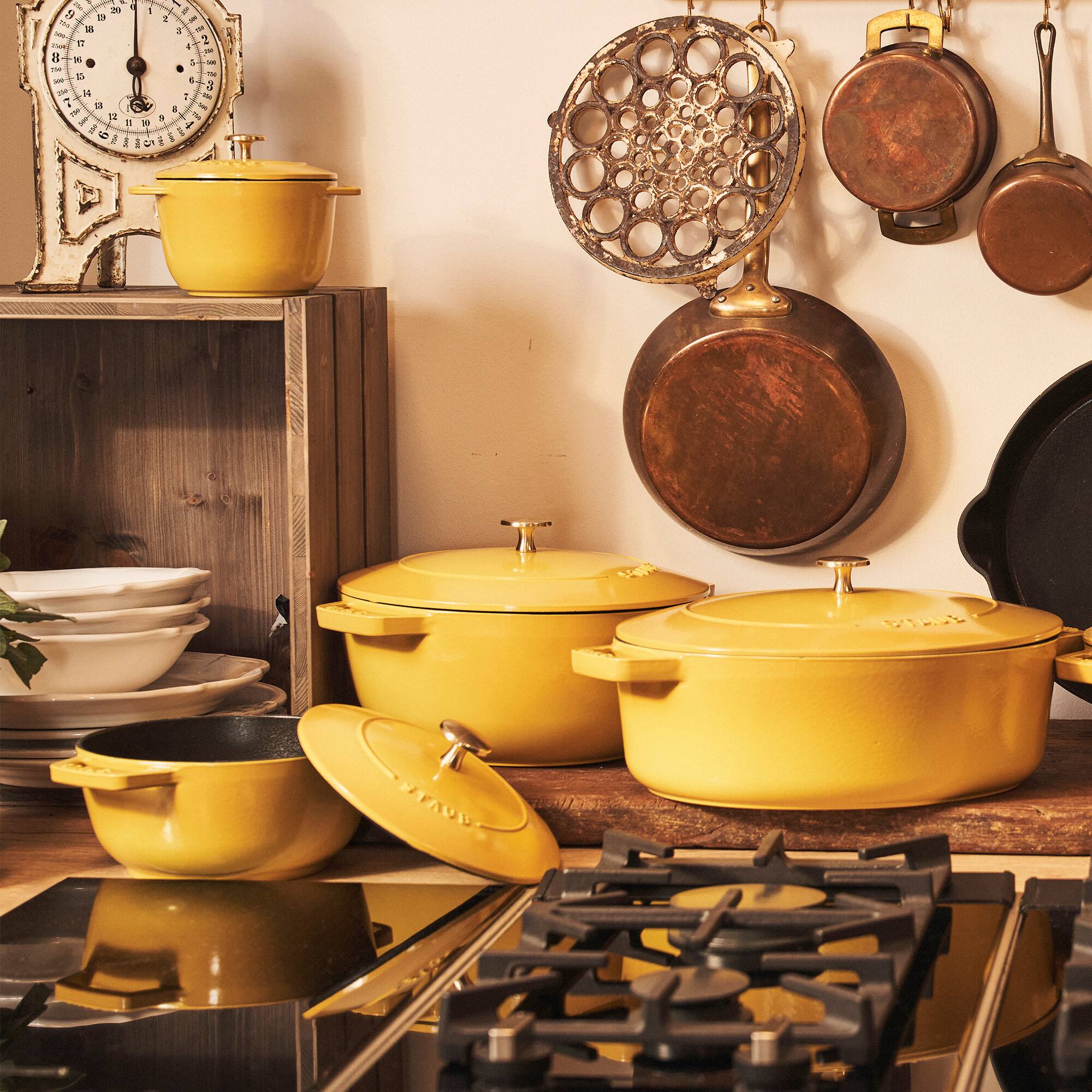 Alt View 8. Staub - Staub Cast Iron 6.25-qt Shallow Oval Dutch Oven - Citron - Citron.