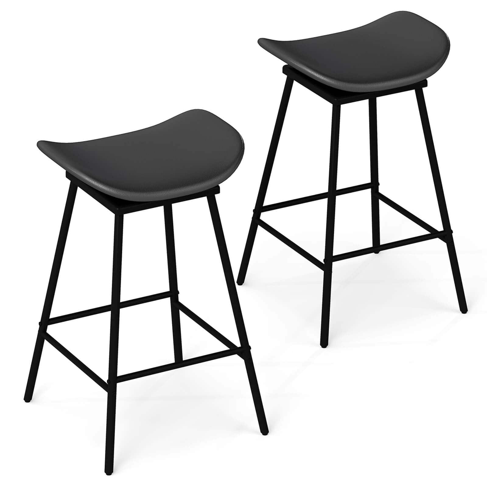 Costway - Swivel Barstools Set of 2 Faux Leather Upholstered Backless Bar Height Chairs - Black price history on PriceWatchPro