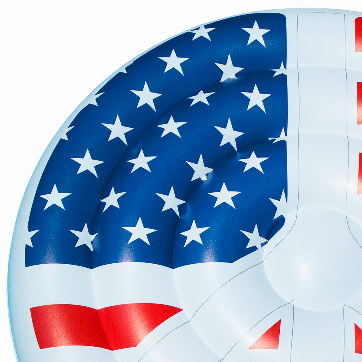 Alt View 1. Swim Central - Red and Blue Stars, Stripes, Peace Sign Swimming Pool Float, 60-Inch - Red.