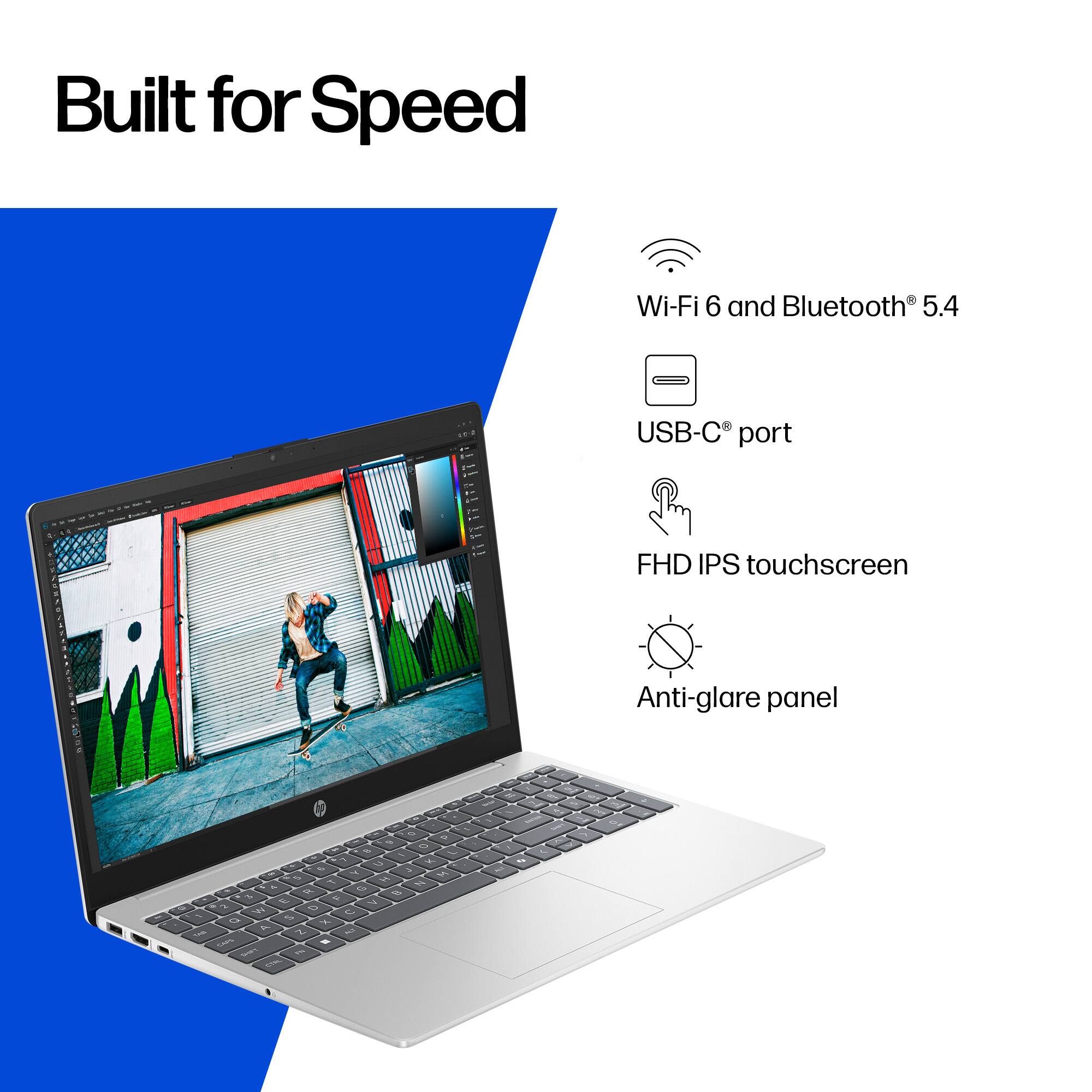 Built for Speed  
Wi-Fi 6 and Bluetooth 5.4  
USB-C port  
FHD IPS touchscreen  
Anti-glare panel