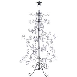 Sunnydaze - Noelle Indoor Metal Christmas Ornament Tree - 5 ft - Black
