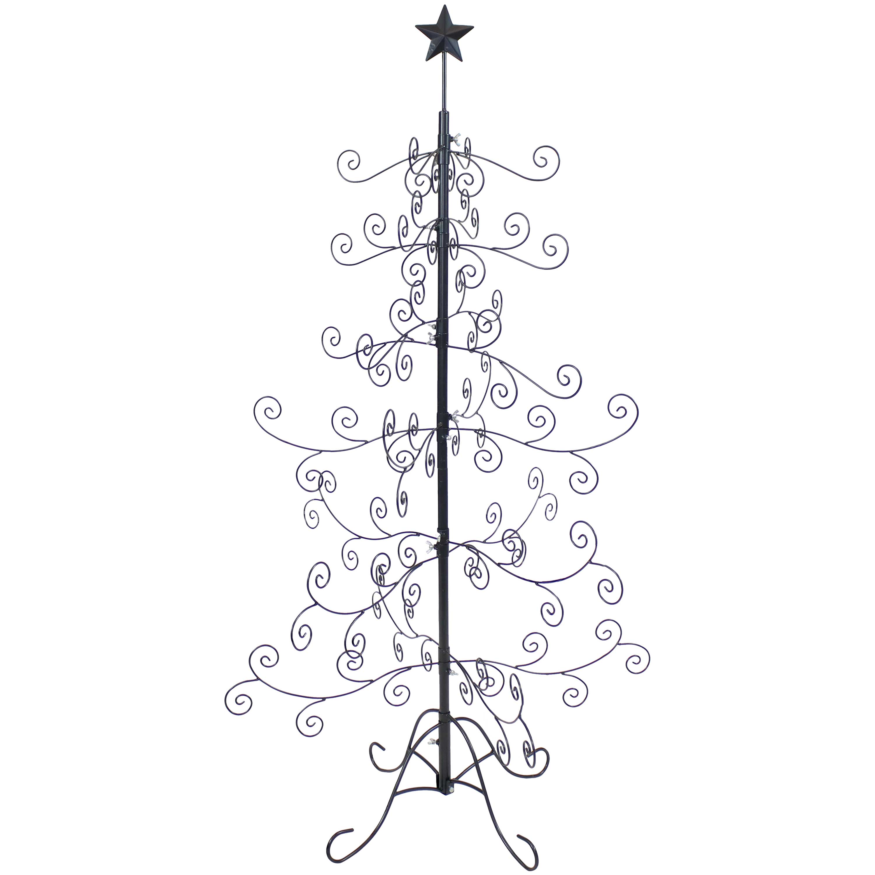 Sunnydaze - Noelle Indoor Metal Christmas Ornament Tree - 5 ft - Black