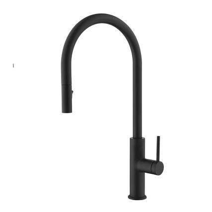 Front. Siljoy - DAX Single Handle Pull Down Kitchen Faucet Matt Black Finish - Matte Black.