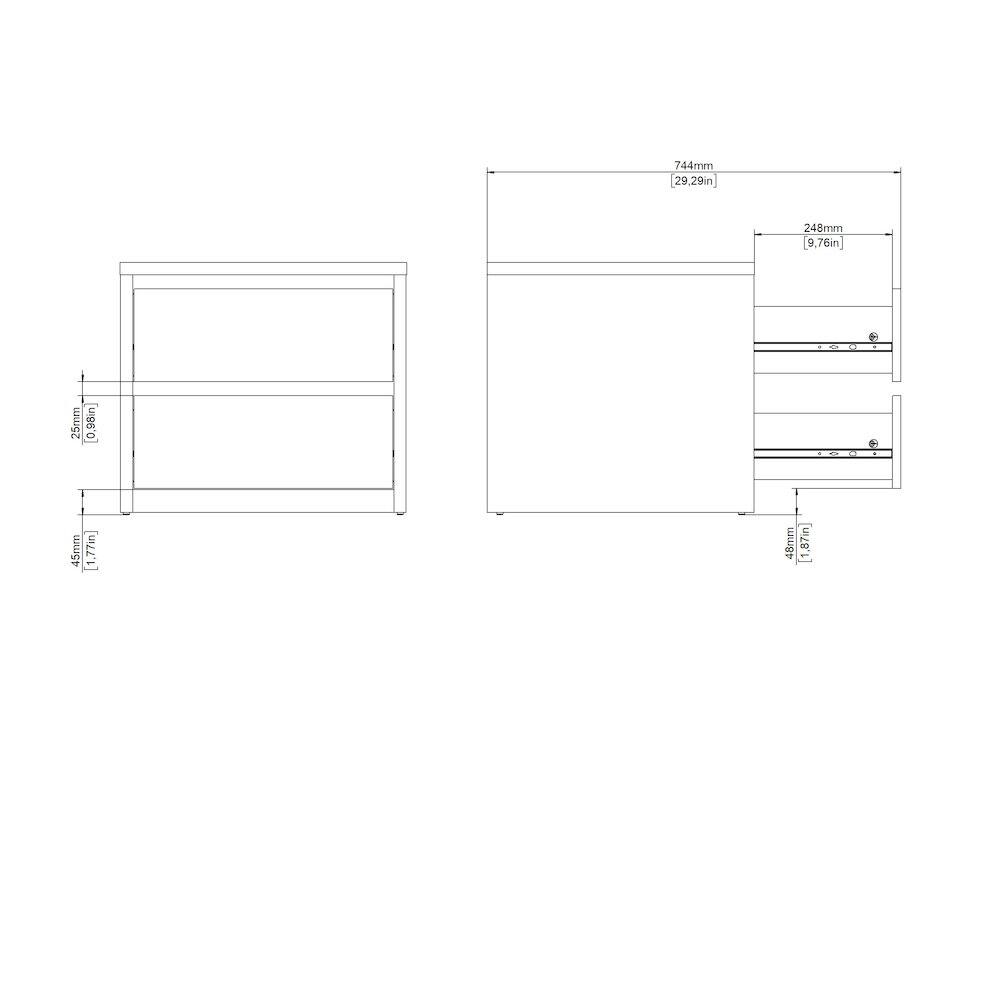 744mm 29.29in  
248mm 9.76in  
25mm 0.98in  
45mm 1.77in  
48mm 1.87in