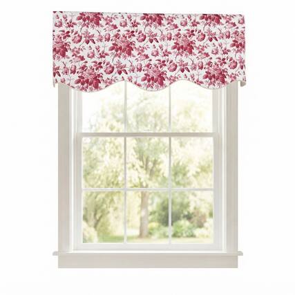 Front. RLF Home - RLF Home 100% Cotton Catello Provance Lined Window Valance 50" x 17" Maroon - Maroon.