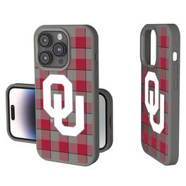 Keyscaper - NCAA - Oklahoma Sooners Plaid Soft Touch iPhone Case - 14 - Gray