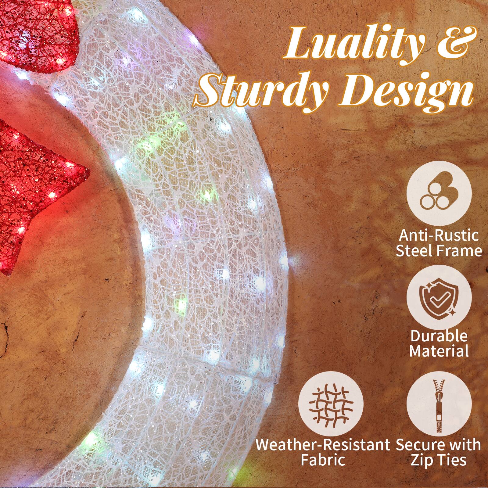 Luality & Sturdy Design  
Anti-Rustic Steel Frame  
Durable Material  
Weather-Resistant Fabric  
Secure with Zip Ties