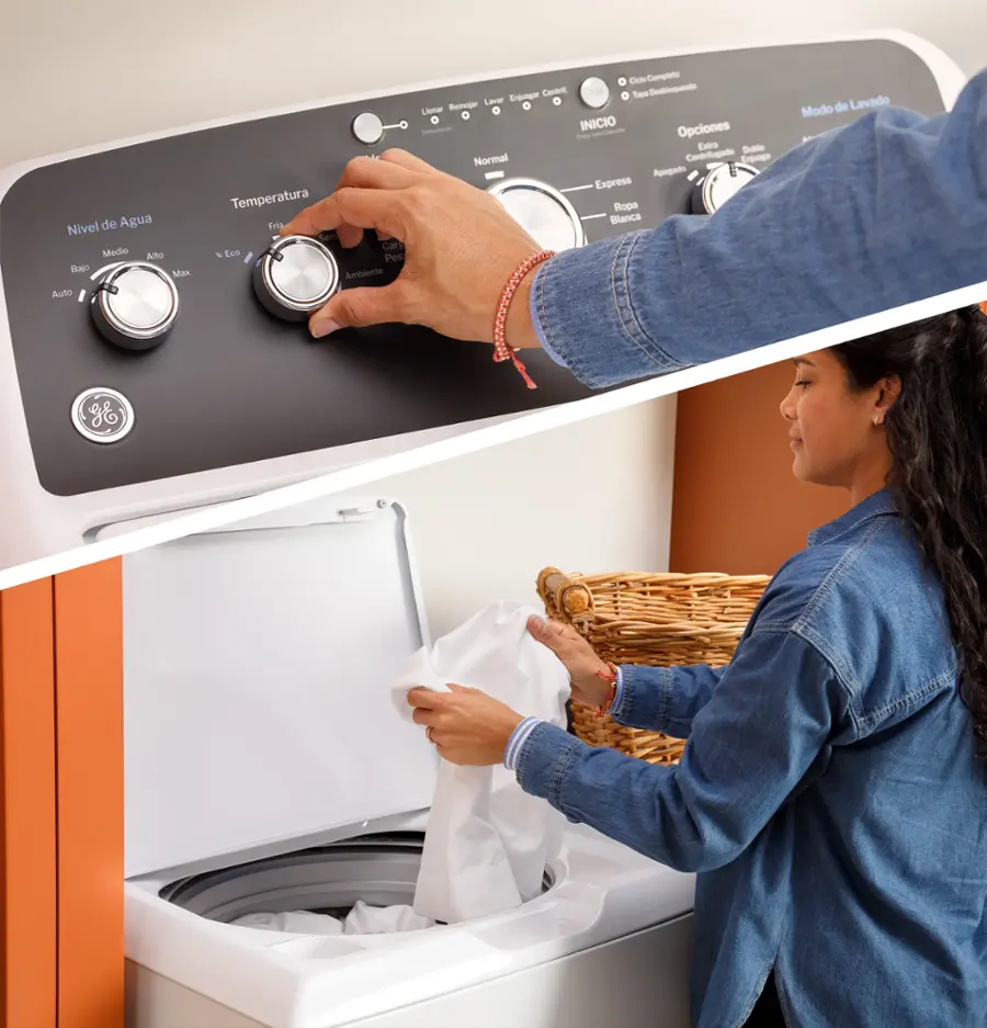 Alt View 16. GE - 4.5 Cu. Ft. High-Efficiency Top Load Washer with Spanish Control Panel - White with Matte Black.