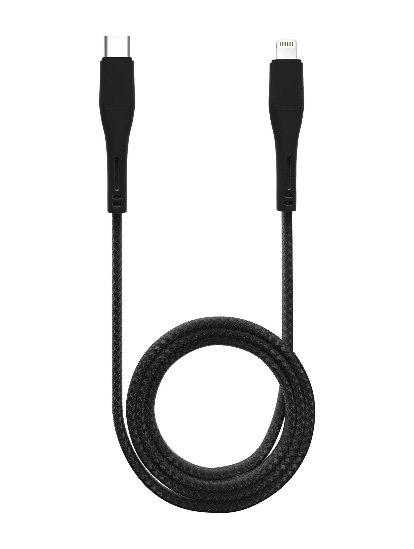 Alt View 1. Ampsentrix - 3 ft Non-MFI Lightning To USB Type C Cable (Matrix) - Black - Black.