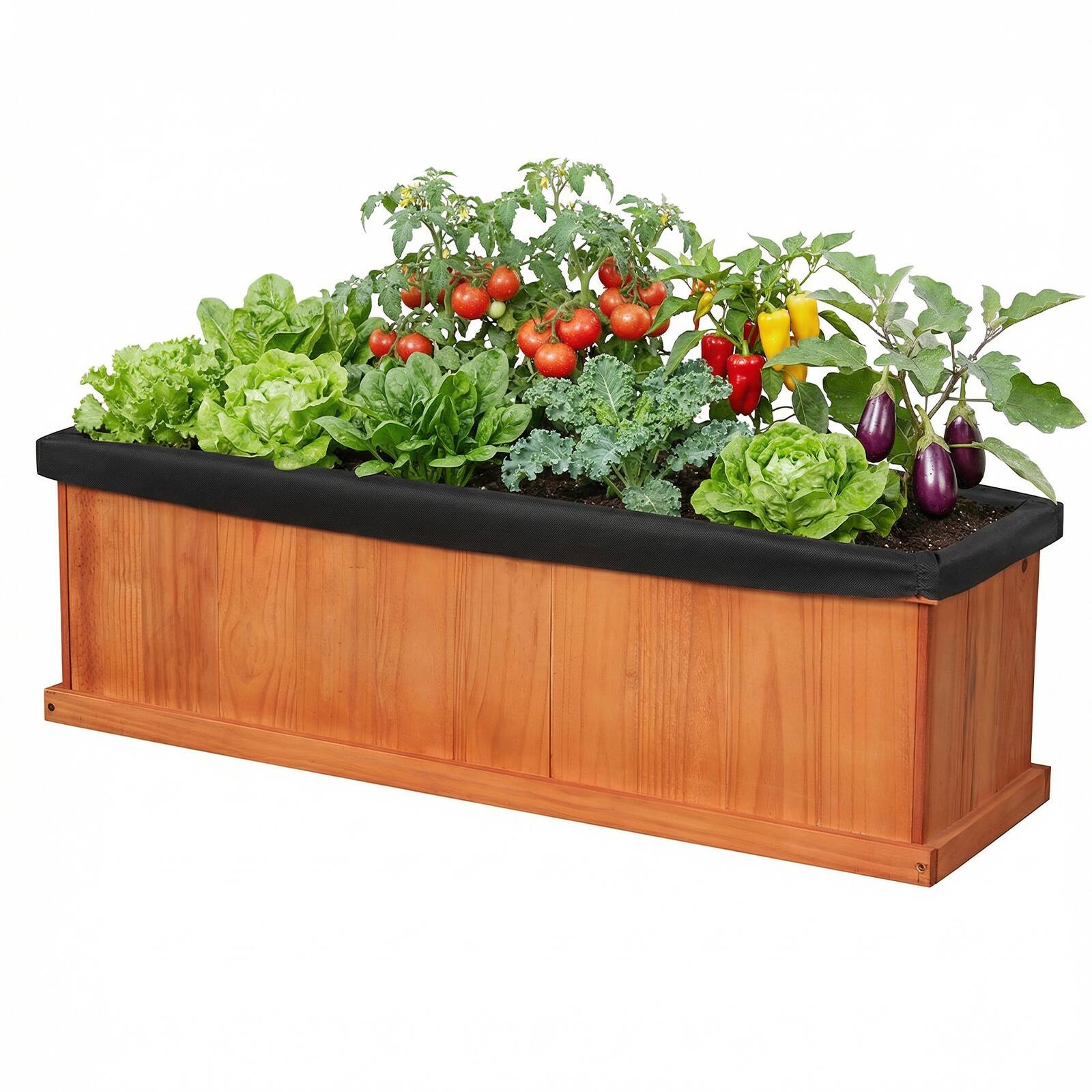 Alt View 9. Gymax - Gymax 2PCS Wood Raised Garden Bed w/Drainage Holes Liner for Flowers Vegetables Herbs - Orange.