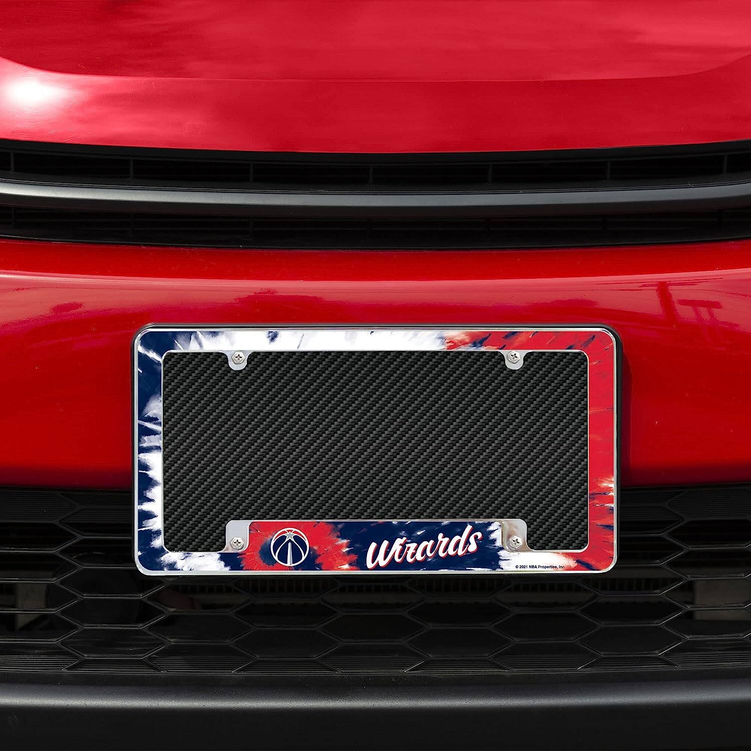 Alt View 1. Rico Industries - Washington Wizards Chrome Metal License Plate Frame with Bold Tie Dye Design - Multi.