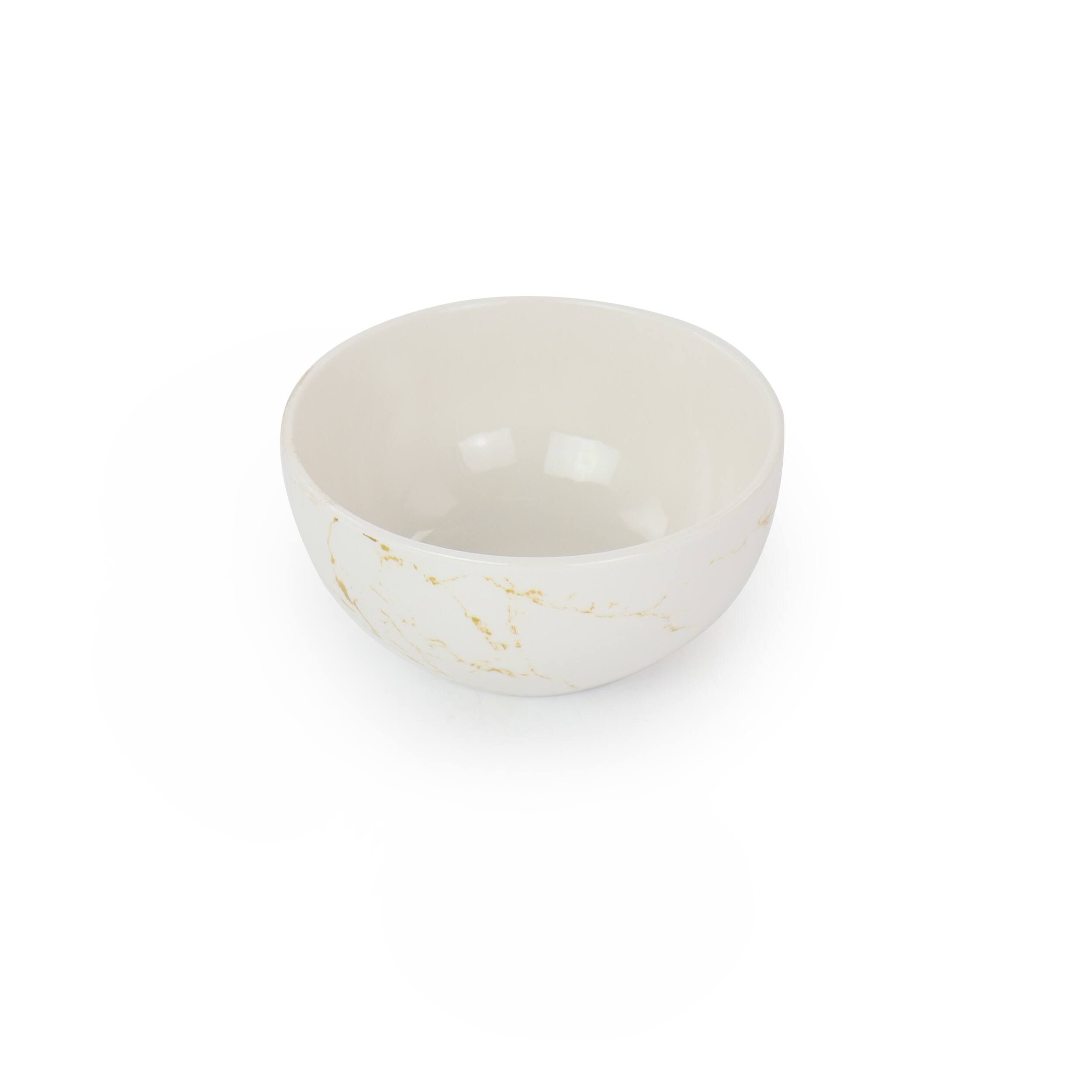 Alt View 3. Elama - Elama Fine Marble 16 Piece Stoneware Dinnerware Set in Gold and White - Gold and White.