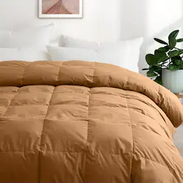Puredown - Luxurious 300TC 100% Organic Cotton Down Feather Fiber Comforter, Twin - Fawn