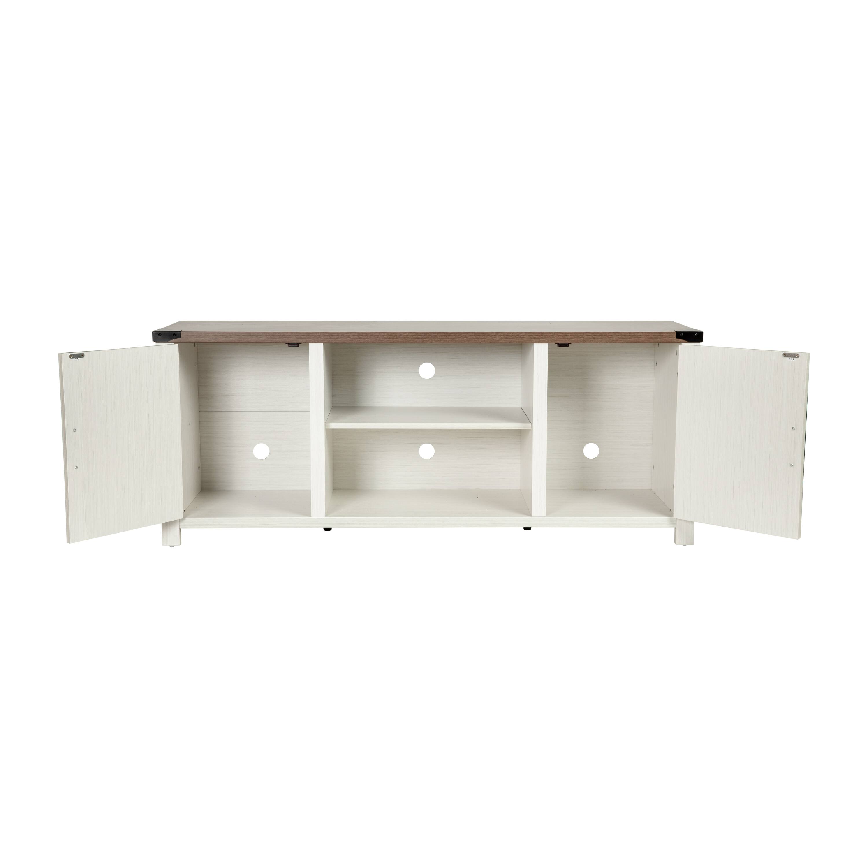 Alt View 8. Emma + Oliver - 59 Inch Barn Door TV Stand Fits up to 65" TV's with Adjustable Shelf - White.