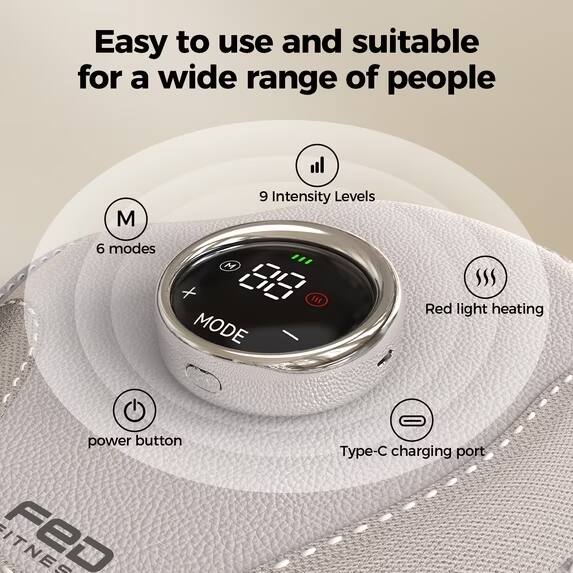 Easy to use and suitable for a wide range of people

- 9 Intensity Levels
- 6 modes
- Red light heating
- Power button
- Type-C charging port
