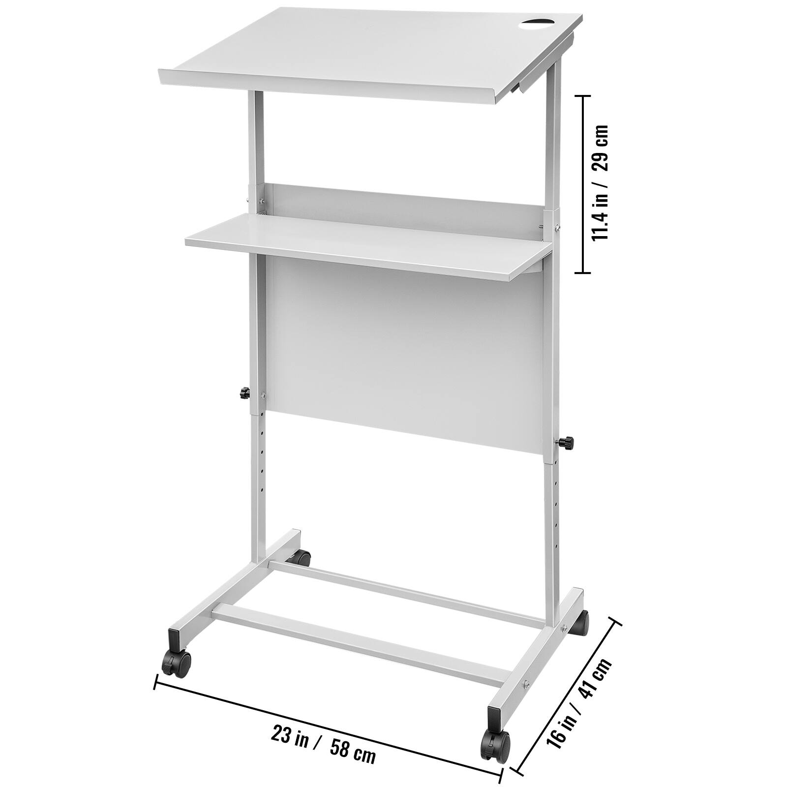 Alt View 4. VEVOR - Stand Up Lectern, Height Adjustment Portable Pulpit, Lectern Podium with 4 Rolling Casters - Black.