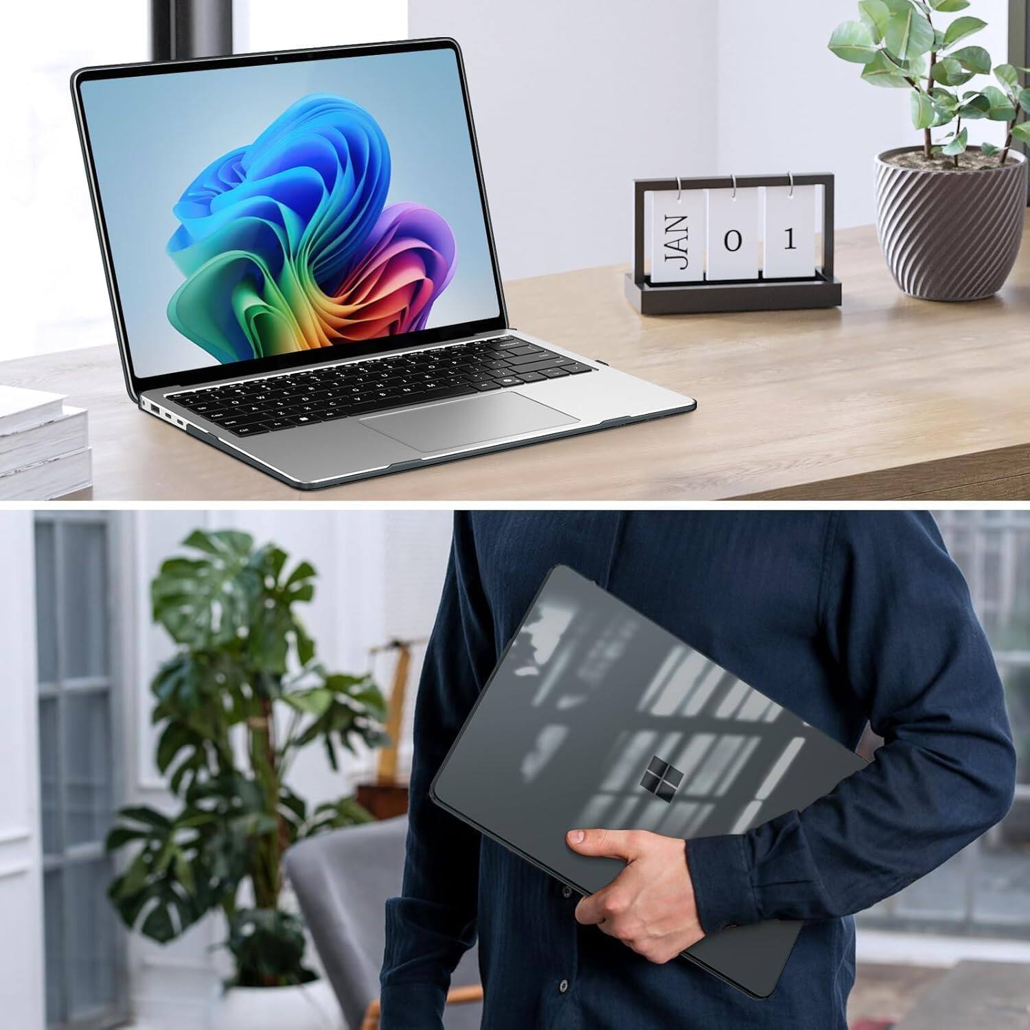 Alt View 3. Fintie - Case for 13.8 Inch Microsoft Surface Laptop 8th 2026 / Surface Laptop 7 2024, Hard Shell Slim Fit Cover - Crystal Black.