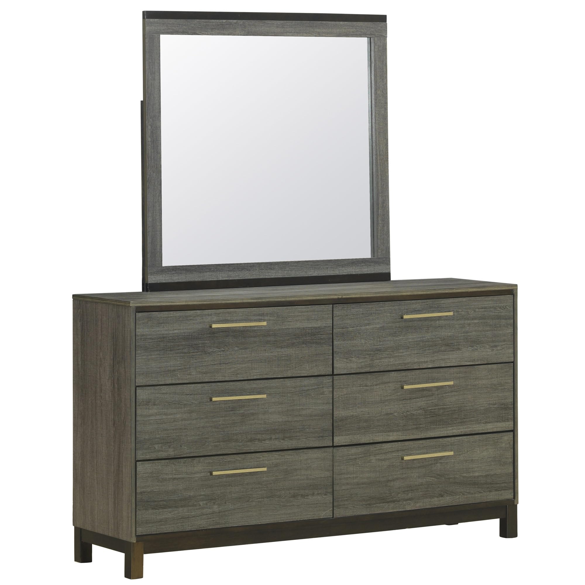 Angle. Kings Brand Furniture - Kings Brand Furniture Exeter Wood 6-Drawer Double Dresser & Mirror - Grey.